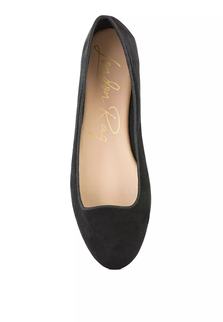 Black Microfiber Casual Ballerinas