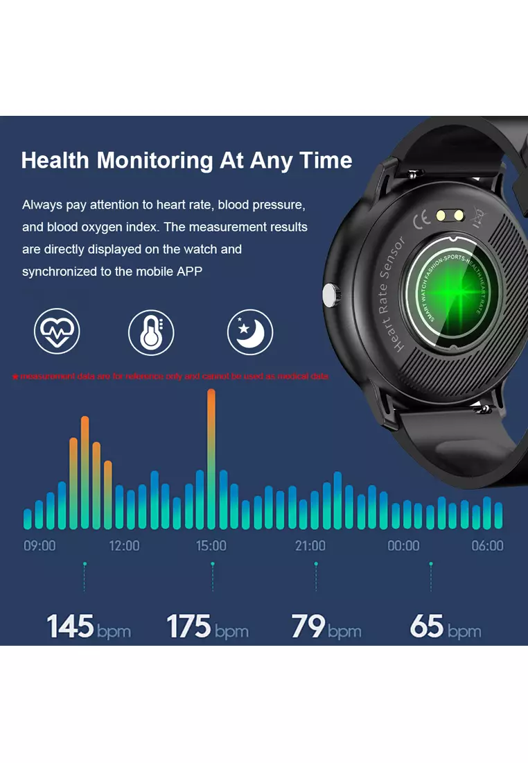 SmartWatch ZL02D Layar Terang 1.28'' Anti Air IP67 Olahraga Pemantauan Tidur dan Detak Jantung Jam Tangan Pria Wanita black dengan tali jam gratis