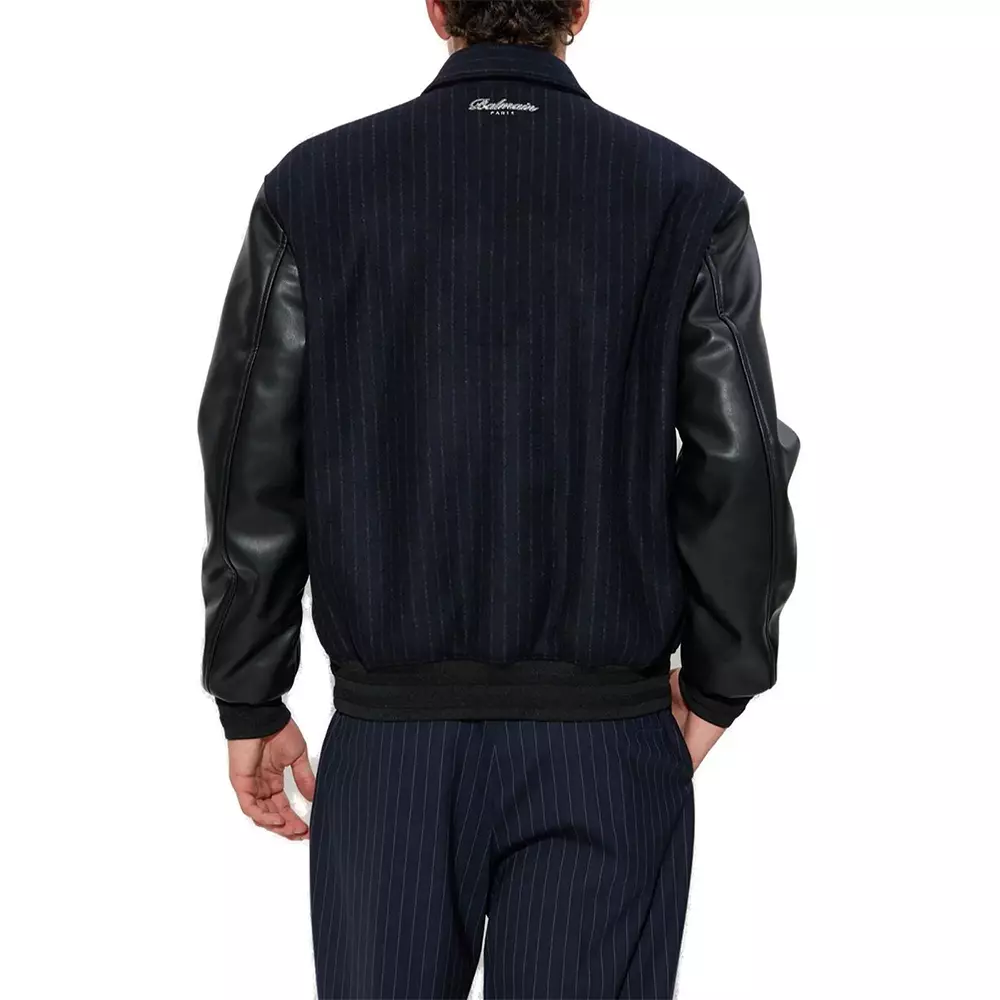 [5.5UPER DEALS] Zip-Up Panelled Bomber Jacket Black