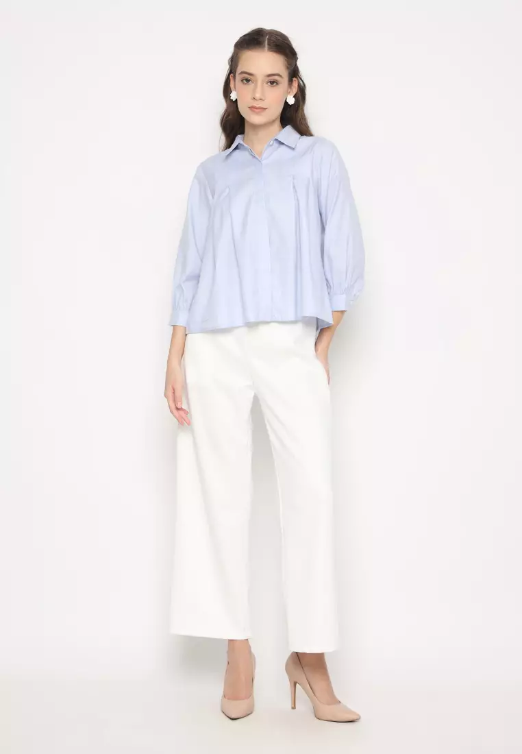 Jual Brilliant Girl Casual Crop Top Ruffle Blue By Brilliant Girl Warna ...