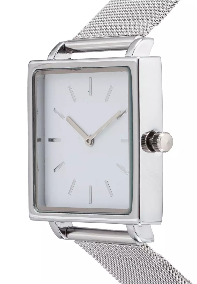 Buy NUVEAU Square Face Silver White Mesh Strap Watch 2024 Online
