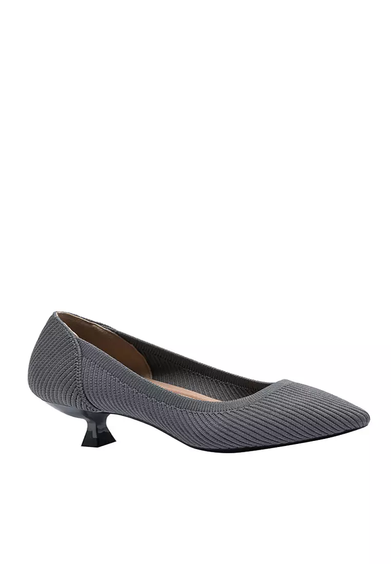 Dark grey kitten heel shoes outlet