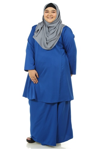 Buy Afra Kurung Pahang Plus Size from Ashura in Blue only 129.9
