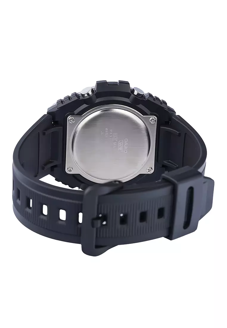 Jam Tangan Analog Digital Pria Casio MWQ-100-2AV Blue Dial - Black Resin Strap