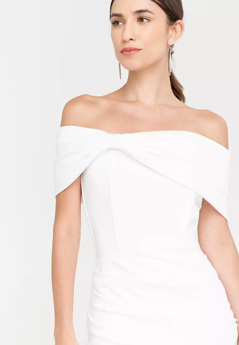 Raina Off-the-Shoulder Wrap Mini Dress
