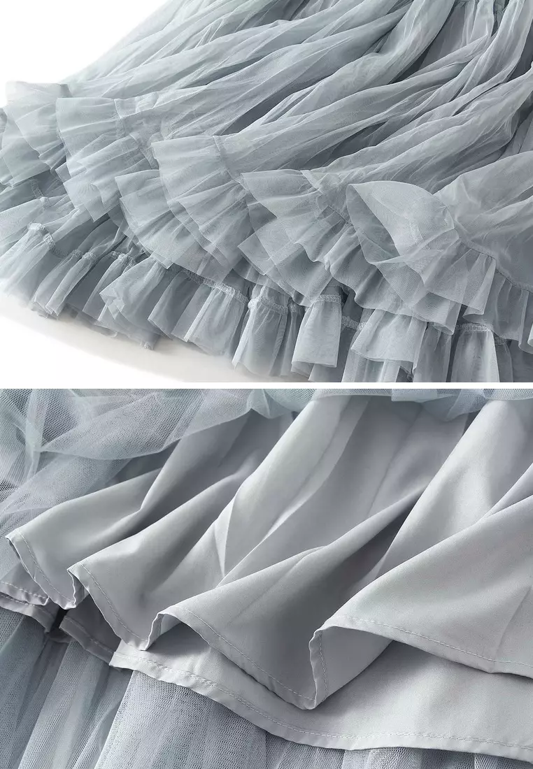 高腰褶皺網紗裙 AF0915