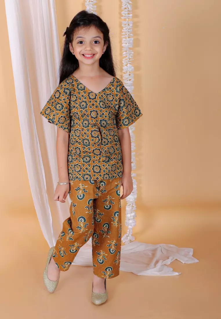 Rust Orange Girls Kaftan Set