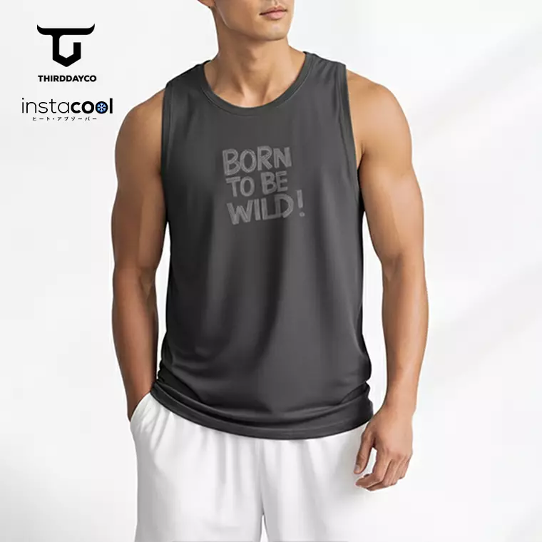 THIRDDAY Kaos Lekbong Singlet Pria "born to be wild" Abu MTY73