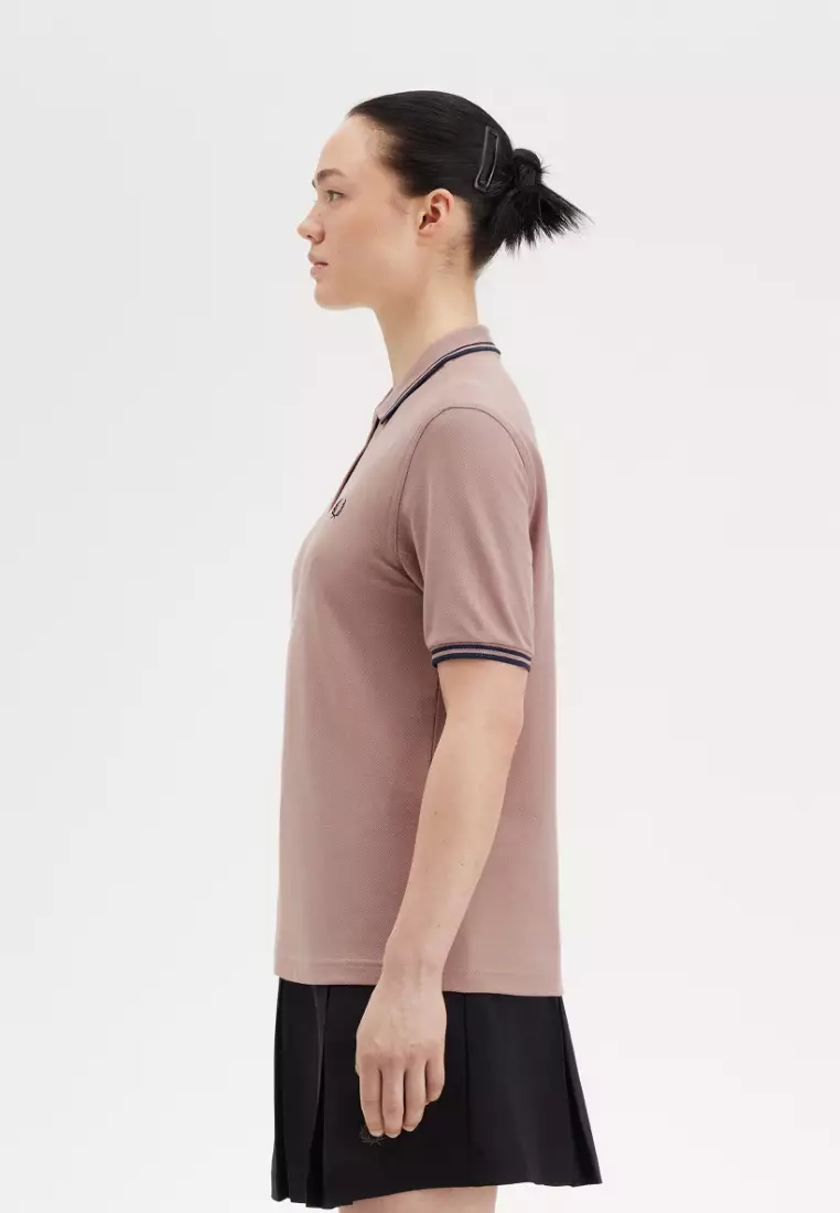 Fred Perry G3600 The Twin Tipped Fred Perry Shirt (Dark Pink / Navy / Navy)