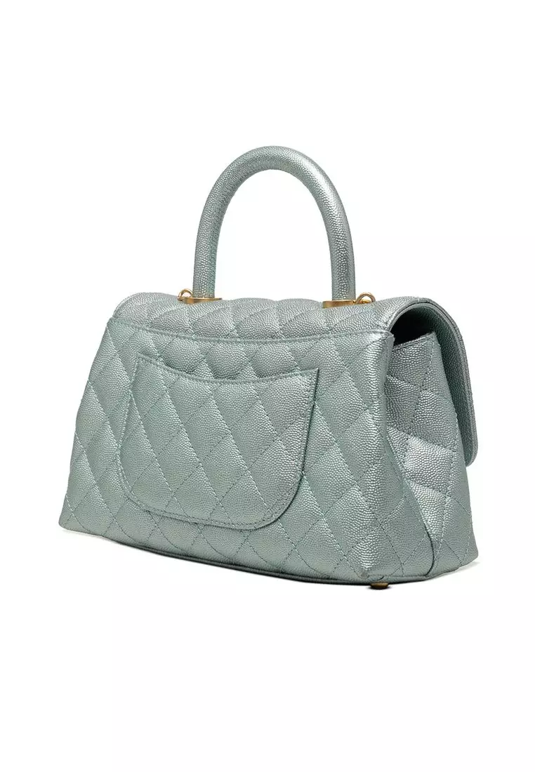 Pre-Loved Chanel Mini Metallic Caviar Coco Top Handle Bag