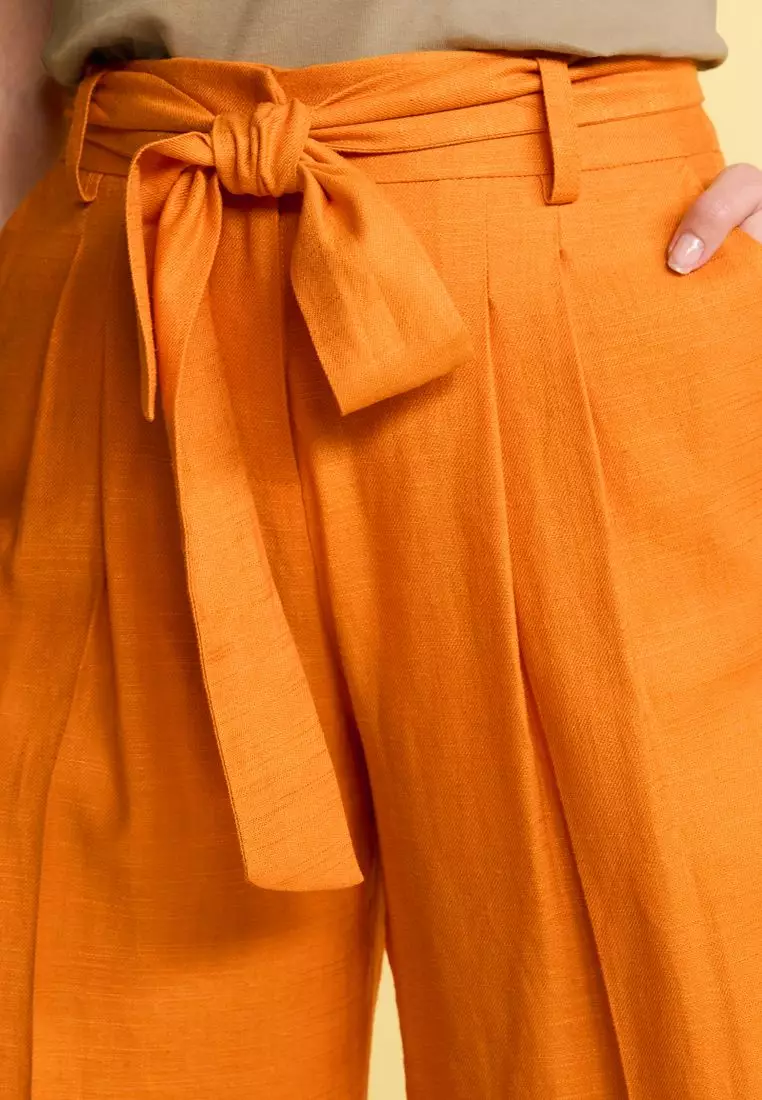 Buy NEXT Linen Blend Tie Waist Crop Trousers 2024 Online ZALORA