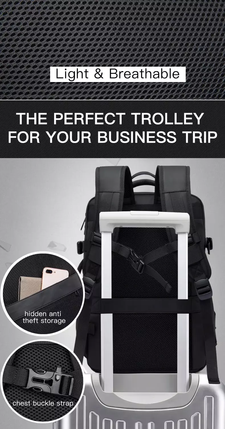 Bange BG1908 Tas Backpack Ransel Laptop Travel Pria 15.6" USB Expandable - BLACK