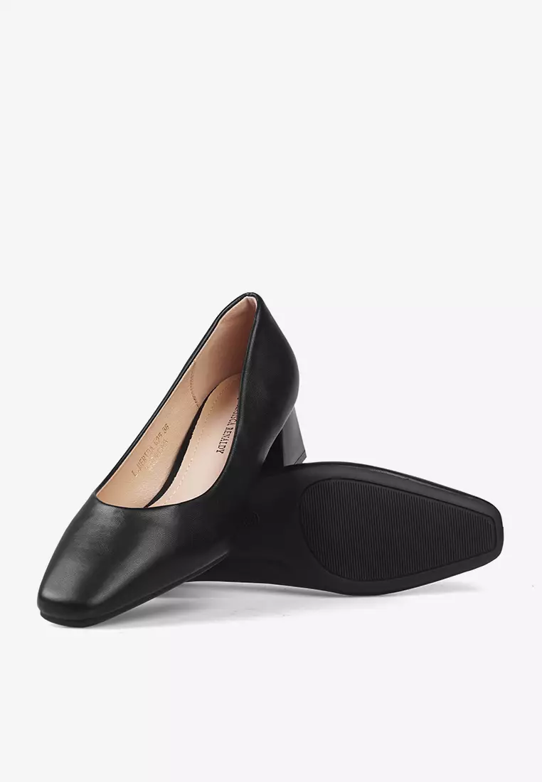 Sepatu Block Heels Hitam Formal Wanita L.Merida