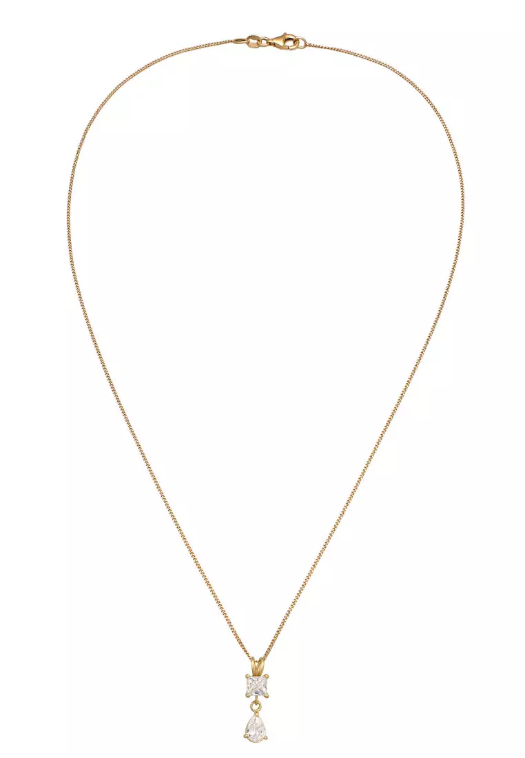 Kalung Perhiasan Perak 925 Wanita Drop Zirconia Gold Plated