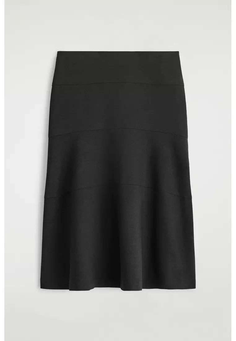 CURVED A-LINE MIDI SKIRT