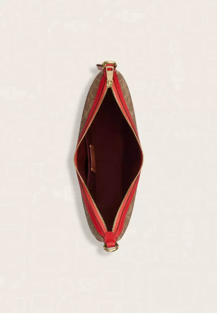 Coach Aria Shoulder Bag In Signature Canvas Tan Carnation