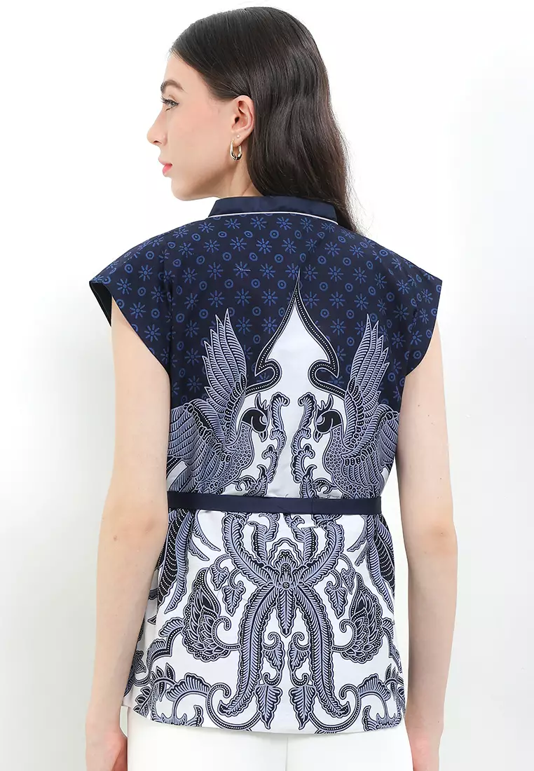 Vest Rompi Outer Atasan Wanita Aldora Navy Katun Premium