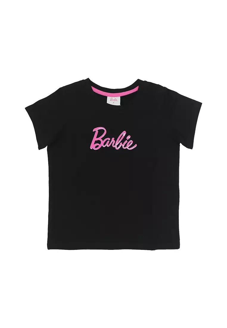 Barbie Graphic Black Barbie Top Buy Barbie Barbie Girls Logo Round Neck  T-Shirt Black 2025, image size:762x1100