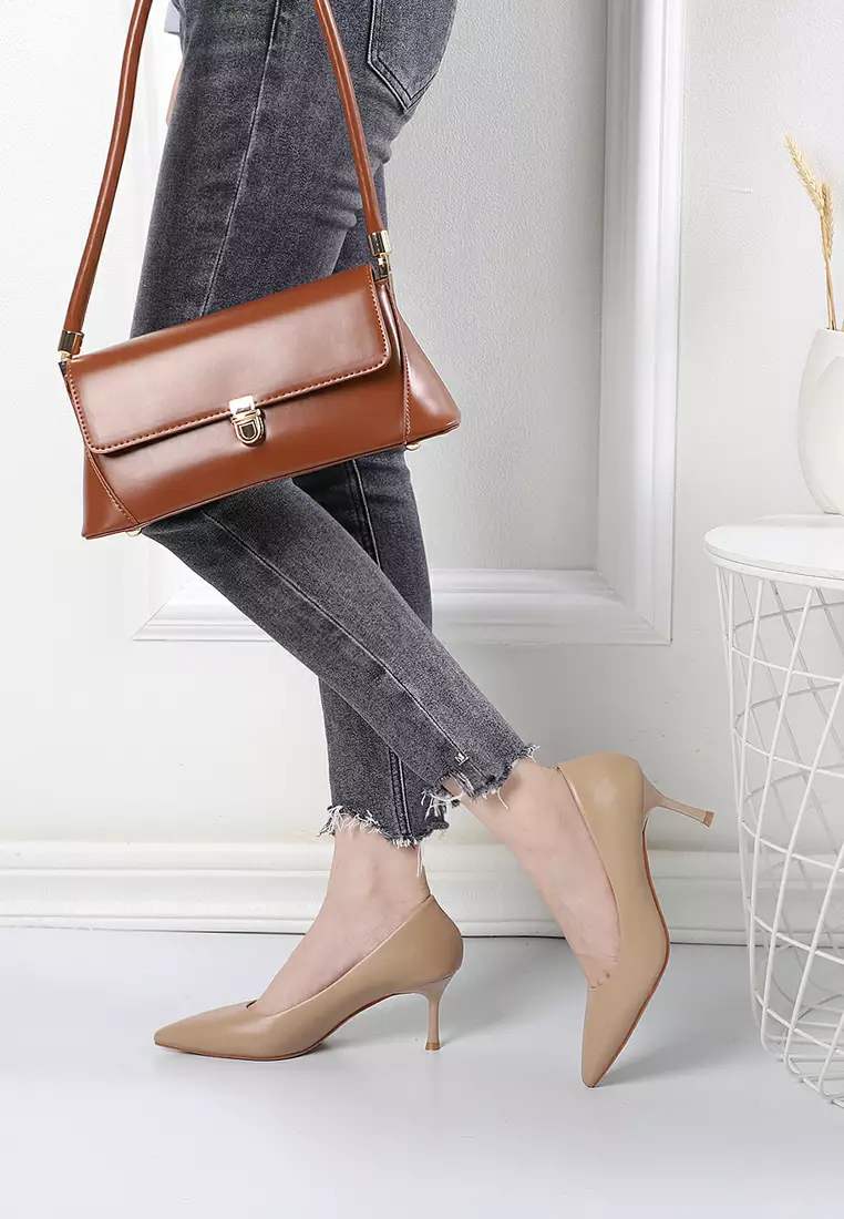 6.5CM Microfiber Leather Pointy Pumps 2065-2
