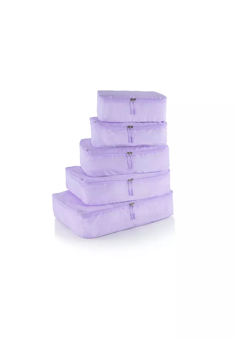 Pastel Packing Cubes 5pc Set Light Lavander