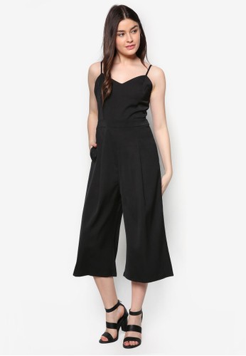 細肩帶素色zalora 順豐寬管連身褲, 服飾, 服飾