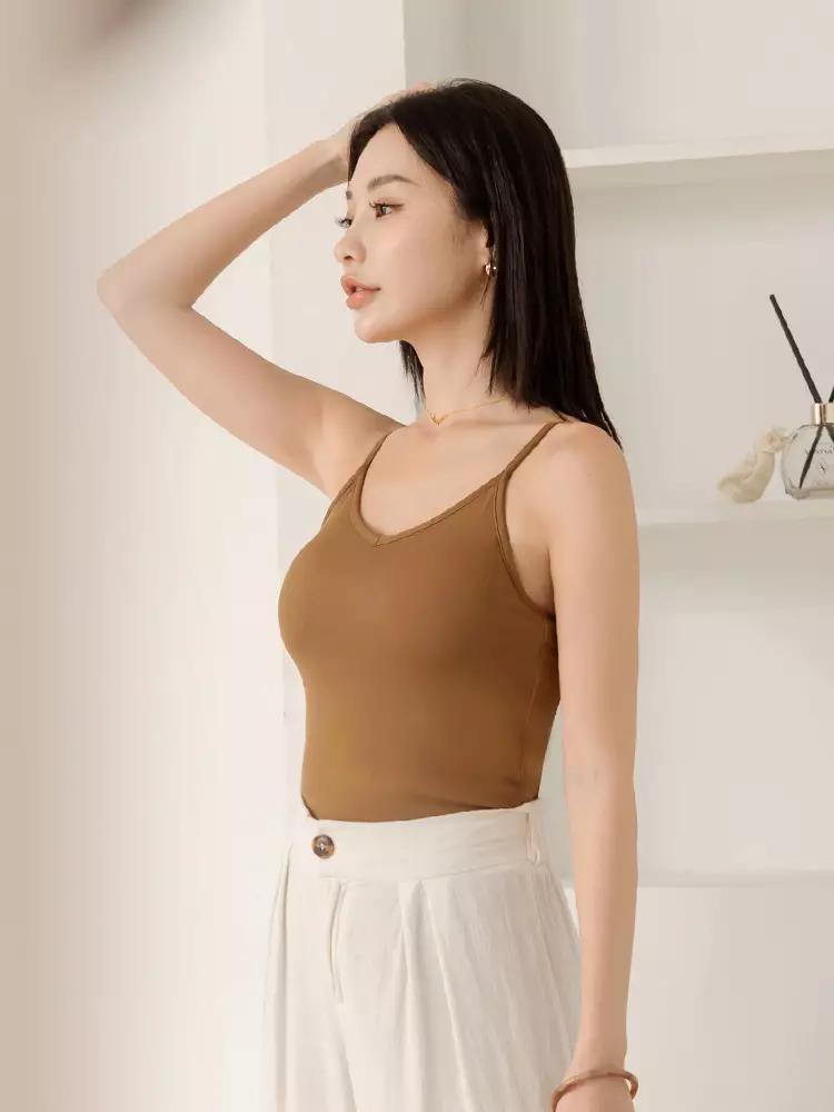 素色羅紋細肩帶挖背BRATOP《AB19546》