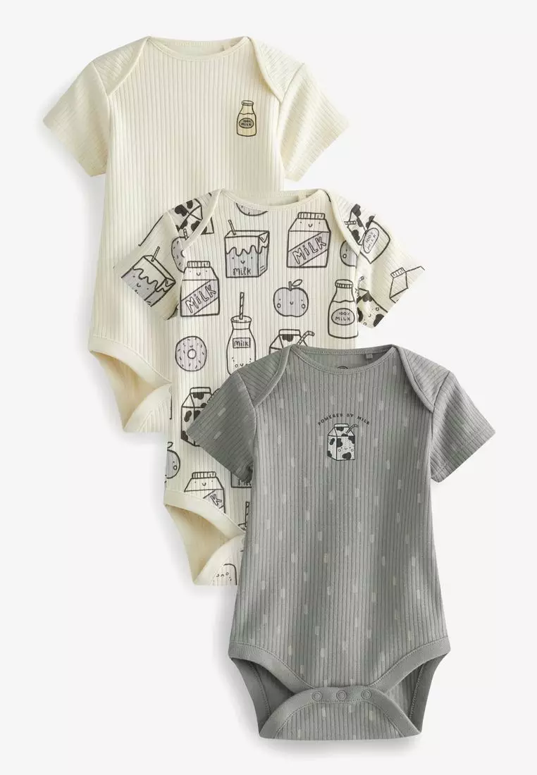 Buy NEXT Baby Short Sleeve Rib Bodysuits 3 Pack 2024 Online