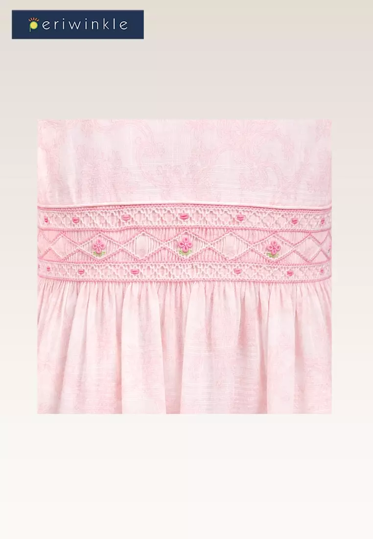 Periwinkle Girls Lauren Pink Textured Smocked Dress