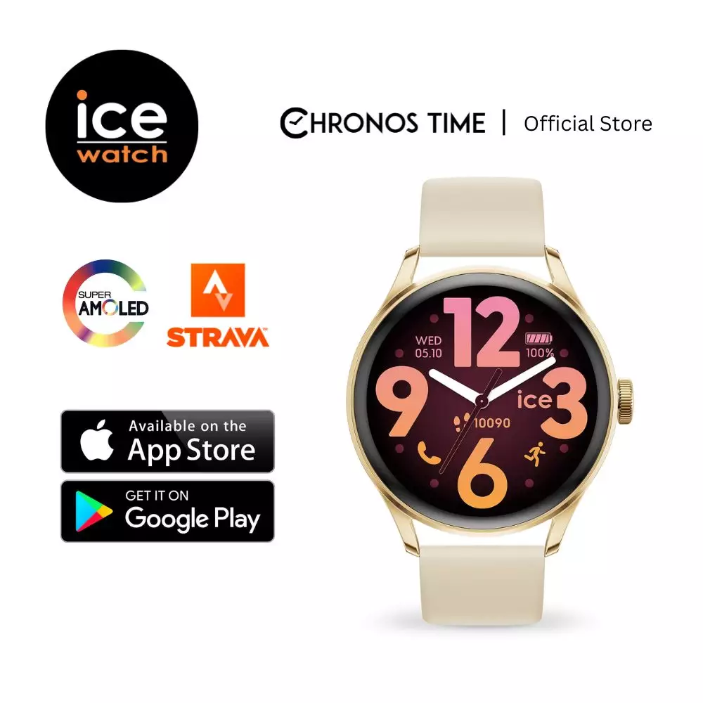 ICE Smart Watch 3.0 round AMOLED 1.20 - Gold Beige 39mm | Bluetooth | GPS | Fitness Tracker [025115]