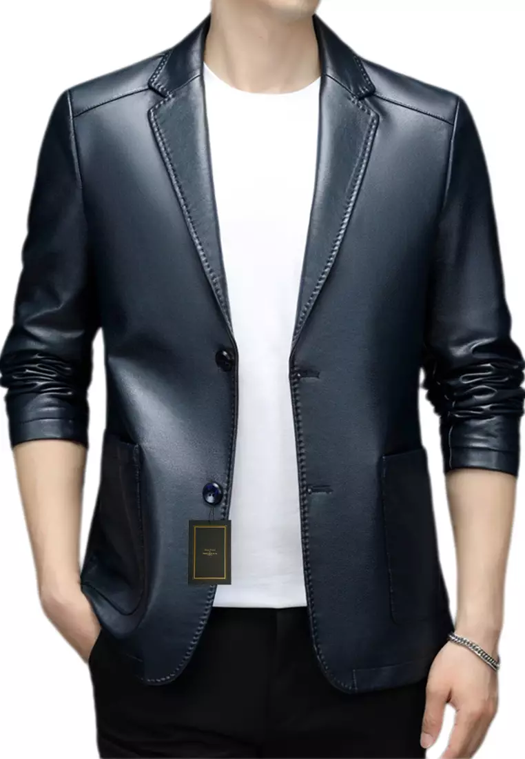 Buy HAPPY FRIDAYS Faux Leather Suit Jacket BD2202 2024 Online | ZALORA ...