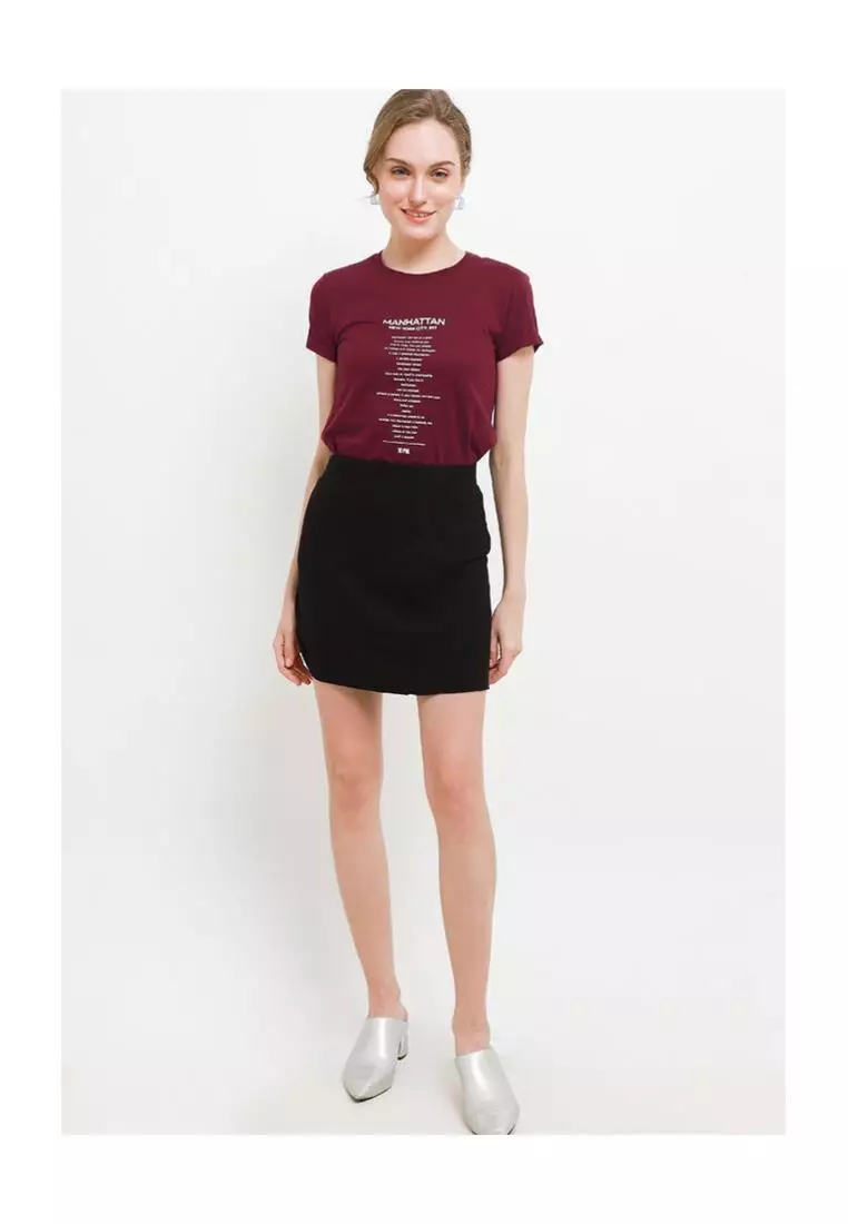 Kaos Wanita Manhattan Maroon