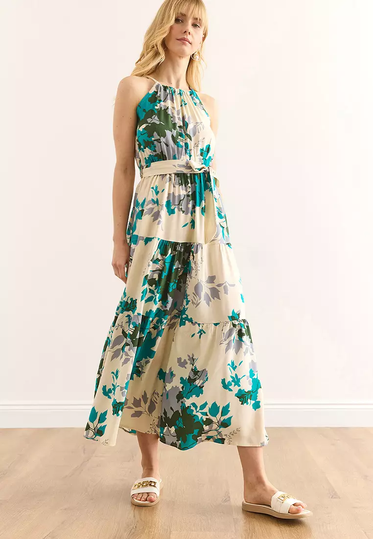 Halter Neck Belted Dress