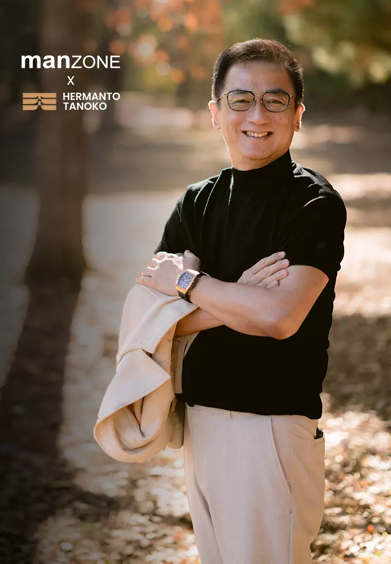 MANZONE X Hermanto Tanoko - Kaos Knit Lengan Pendek Pria Nobel 02 - Black Colour Black