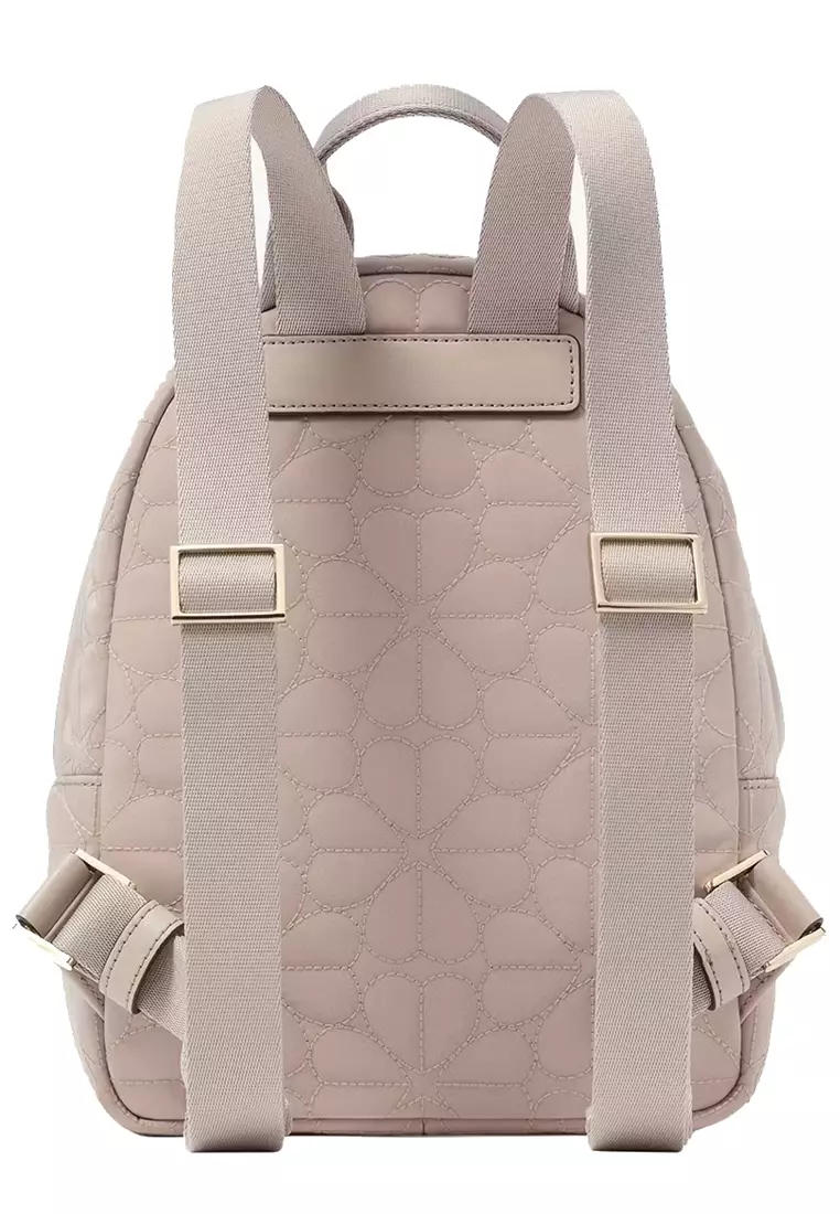 Kate Spade flower Quilted Backpack - beautiful cream beige gray color Kate Spade Flower Quilted Fabric Small Backpack Cozy Grey  main image 4