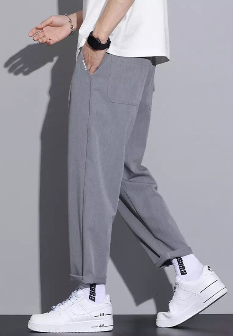 彈性腰圍修身西褲