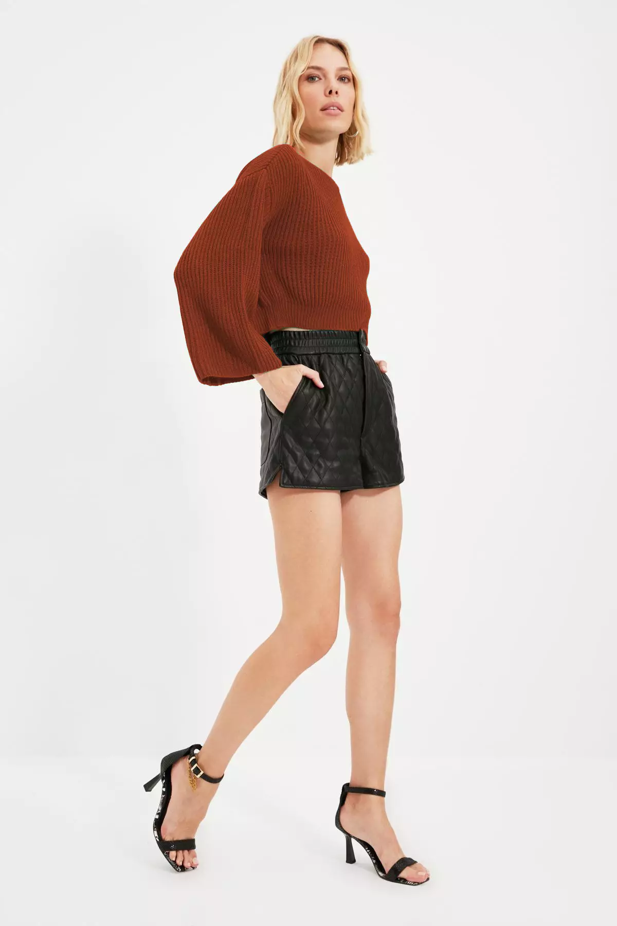 Tile Crop Wide Fit Spanish Sleeve Knitwear Sweater