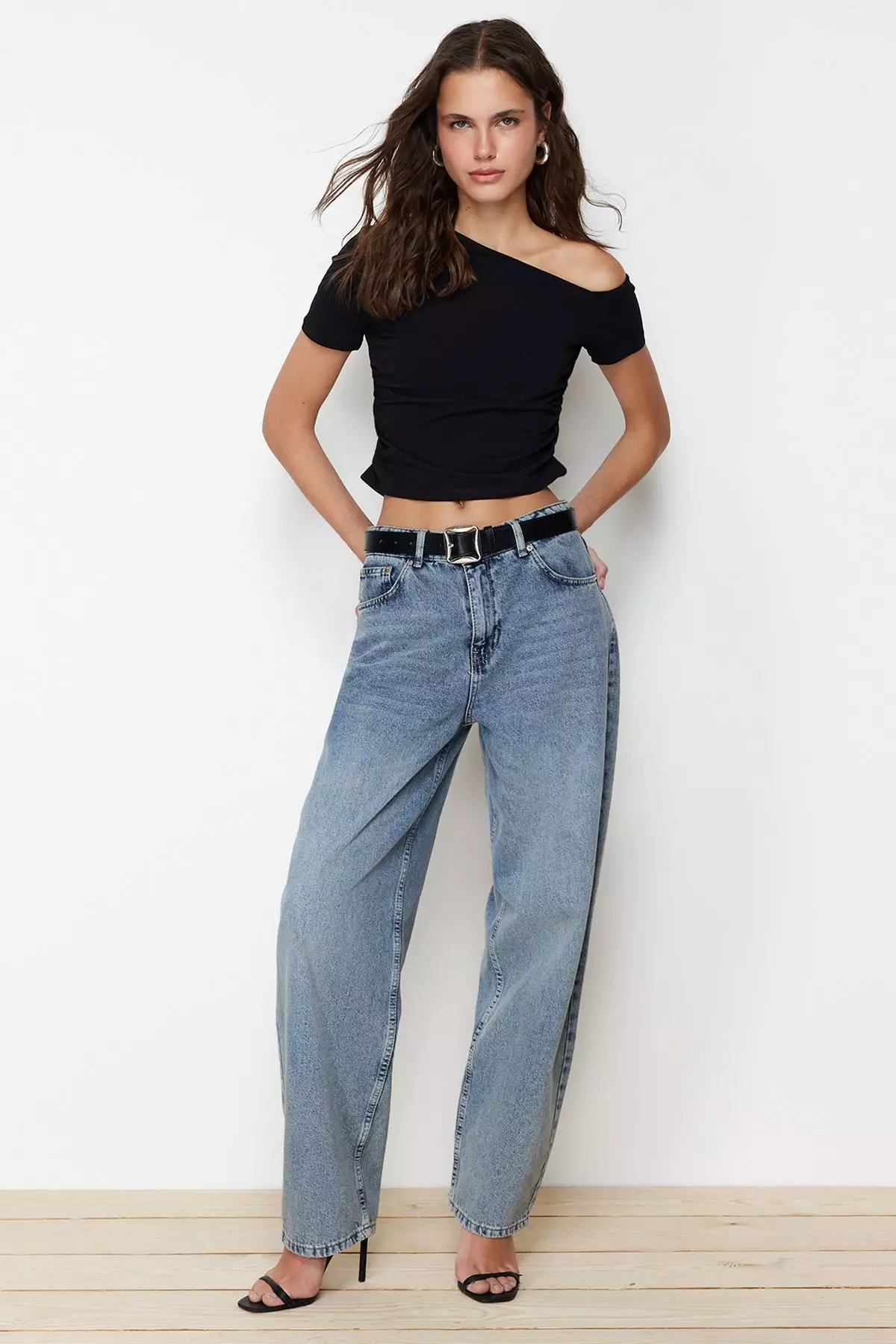 Asymmetrical Ruched Crop Top