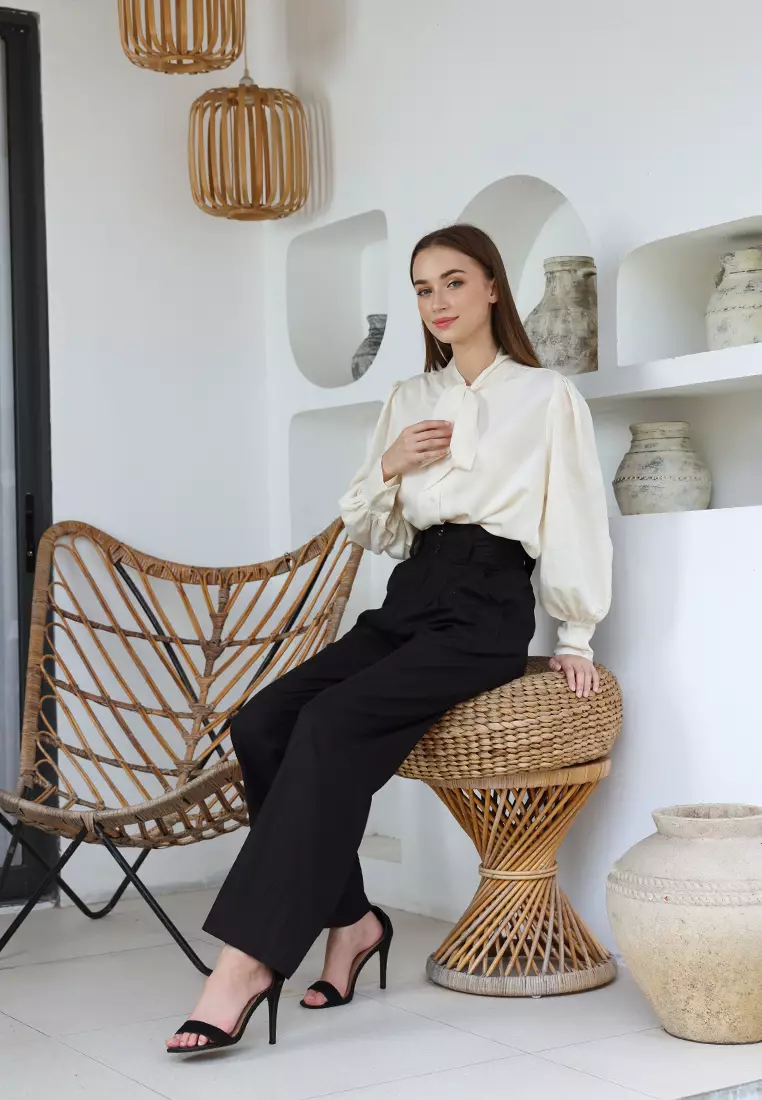 Mannequin Ribbon Silk Sateen Shirt