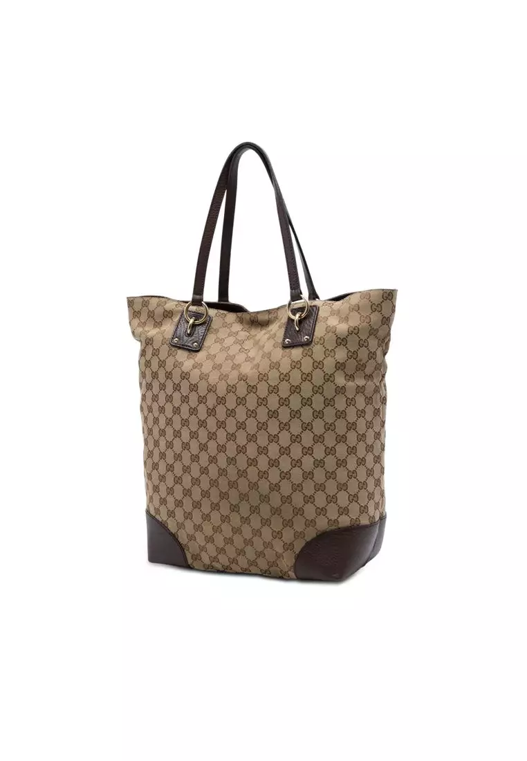 Pre-Loved Gucci Large Gg Canvas Gg Charm Tote
