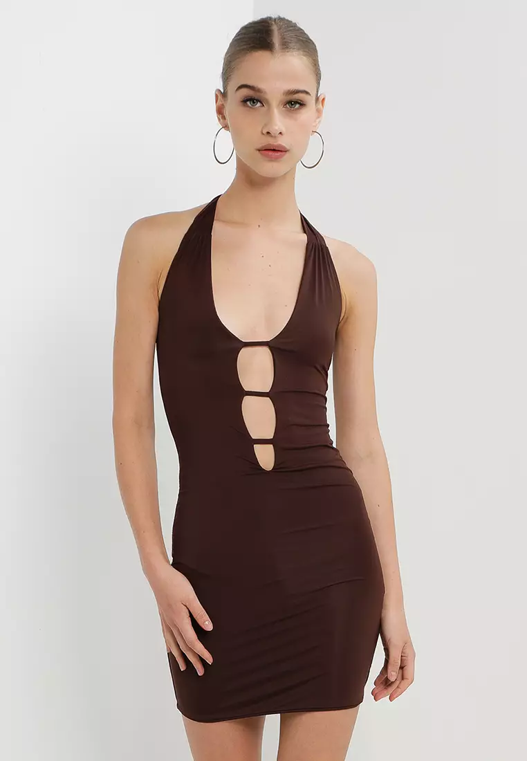 short brown dress outfit Womens Fall Brown Pocket Dress main image 0