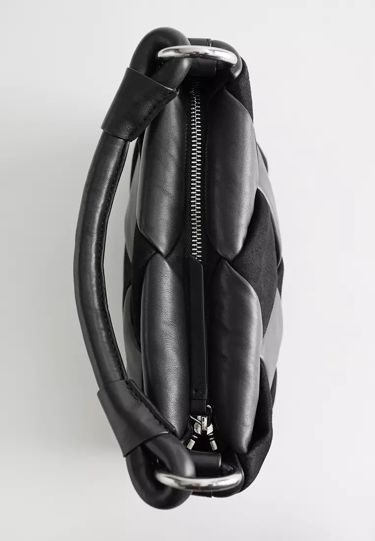 Leather diamond best sale braided crossbody bag