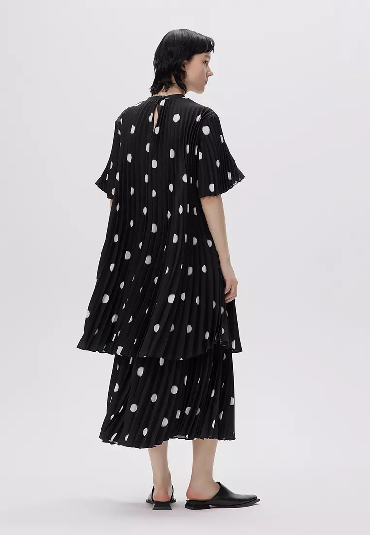 JNBY波點印花半身裙A字長款裙