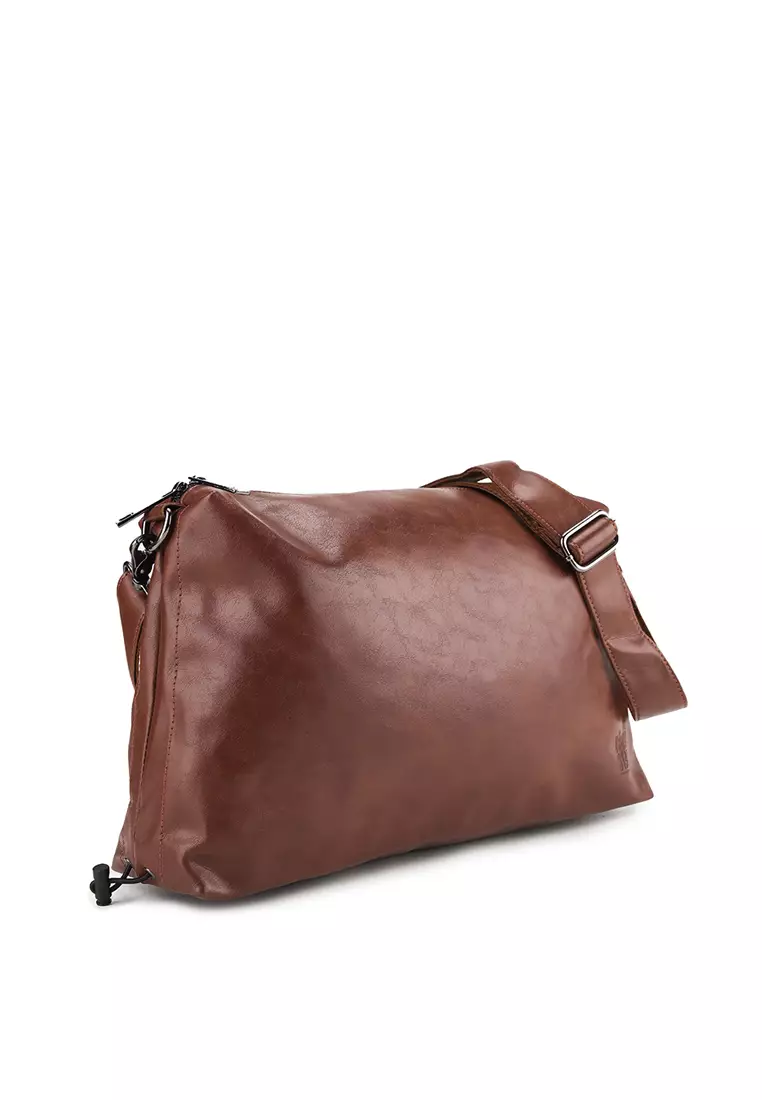 Distressed Leather Carry Crossbody Bag