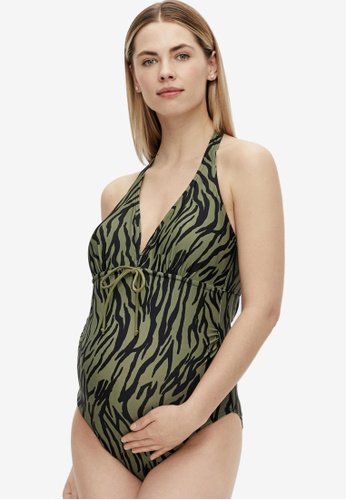 Mama.licious green Maternity Tenja Zebra Padded Swimsuit 5AE48USAD79B1CGS_1