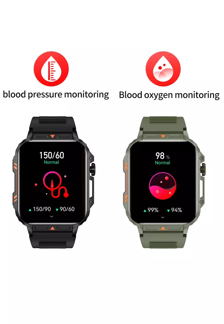 Unisex IOS/Android Green SmartWatch with Green Rubber Strap