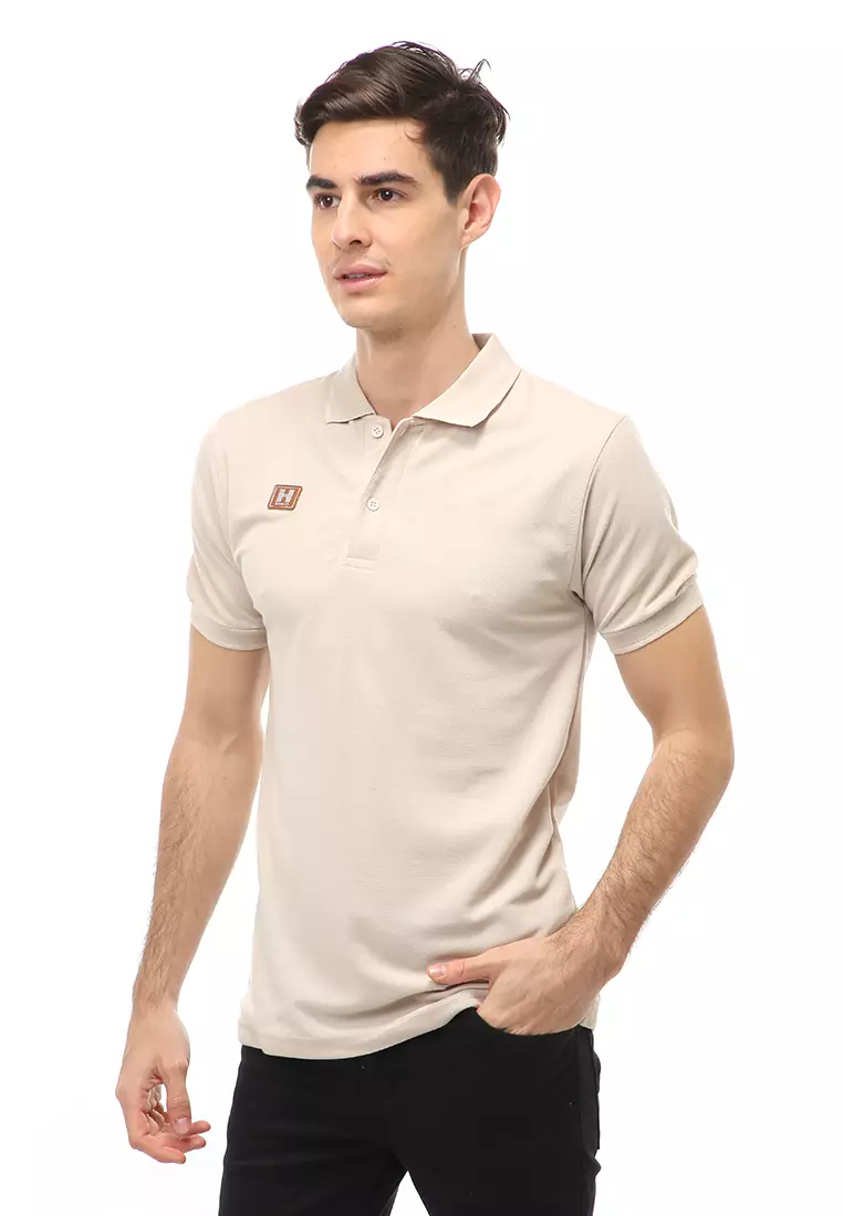 Jack Atasan Formal Pria T-Shirt Kaos Polo Polos Lengan Pendek Material Cotton ORIGINAL - Light Brown