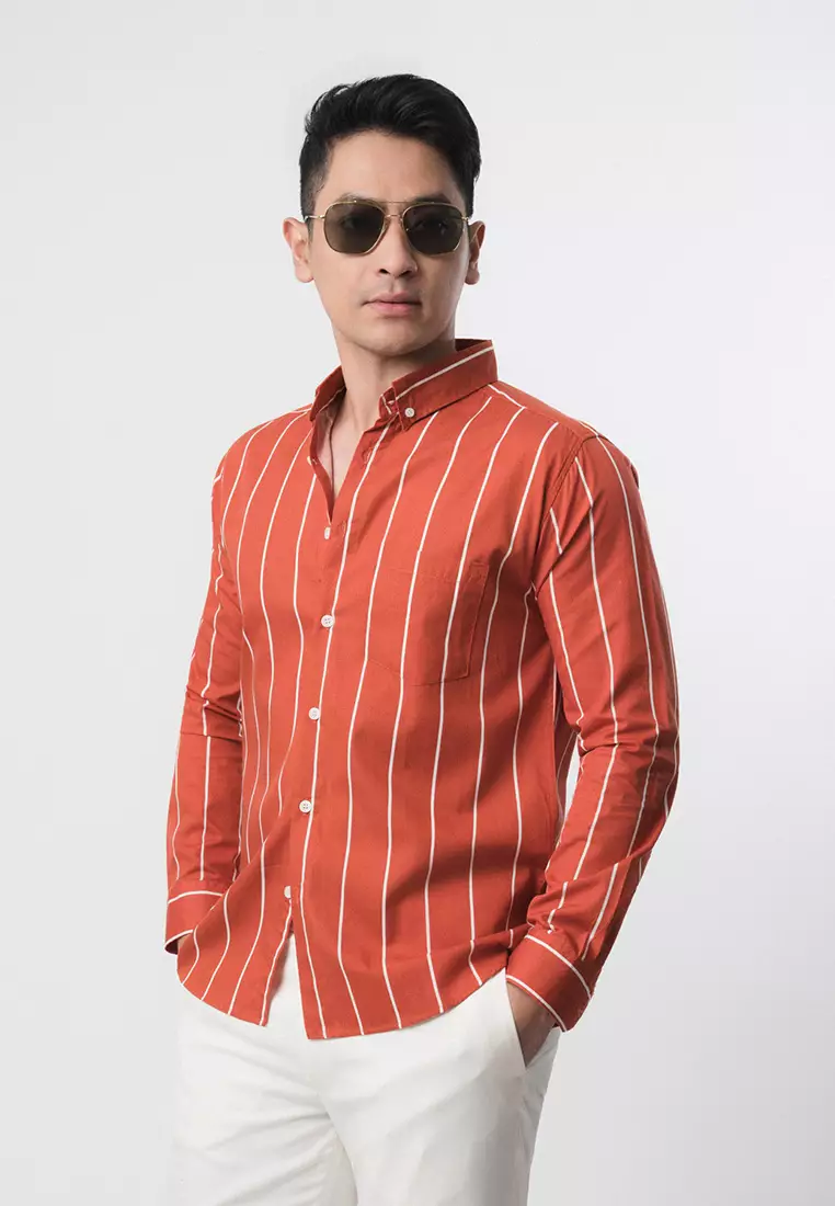 Vicente Stripe Terracotta LS