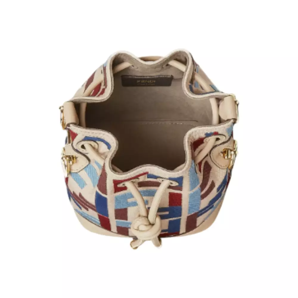 Mini Mon Tresor Canvas with FF Embroidery Bucket Bag Multicolor