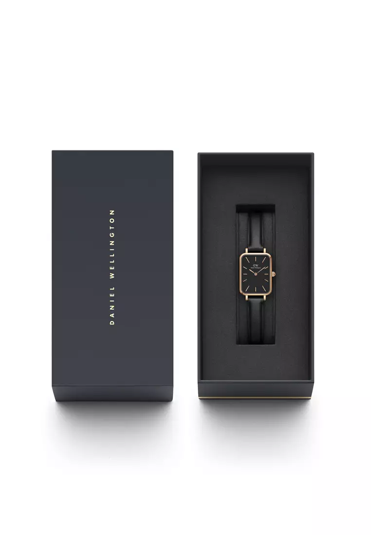 Quadro Sheffield 20x26mm Rose Gold Watch Black dial Leather strap Rose Gold jam tangan perempuan jam tangan wanita Watch for women DW