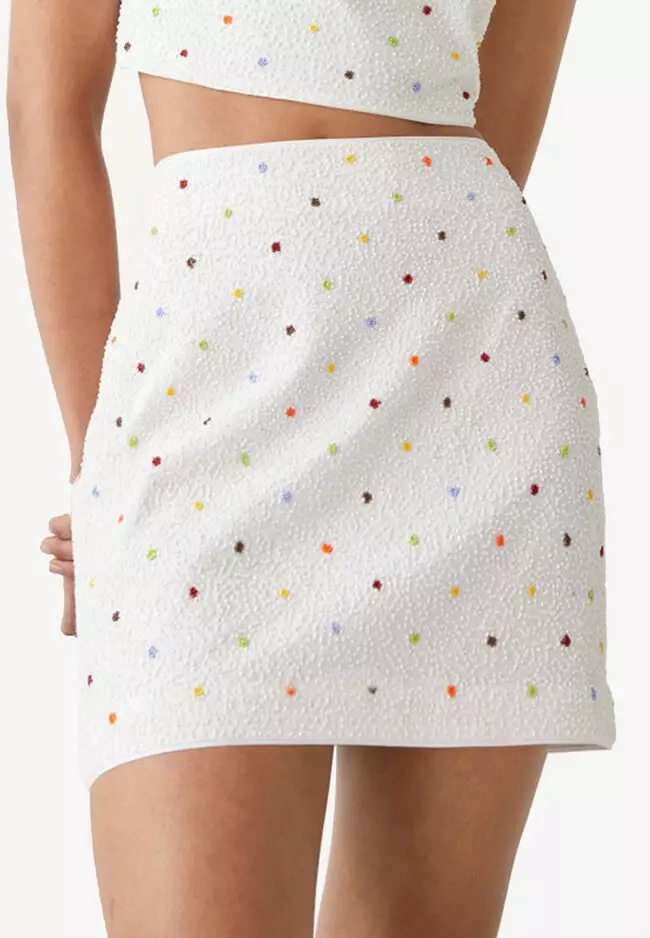 Floral Bead Mini Skirt